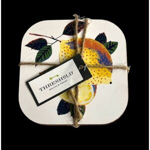 Threshold Drink Coasters Set Of 4 Lemon & Stripes Target New